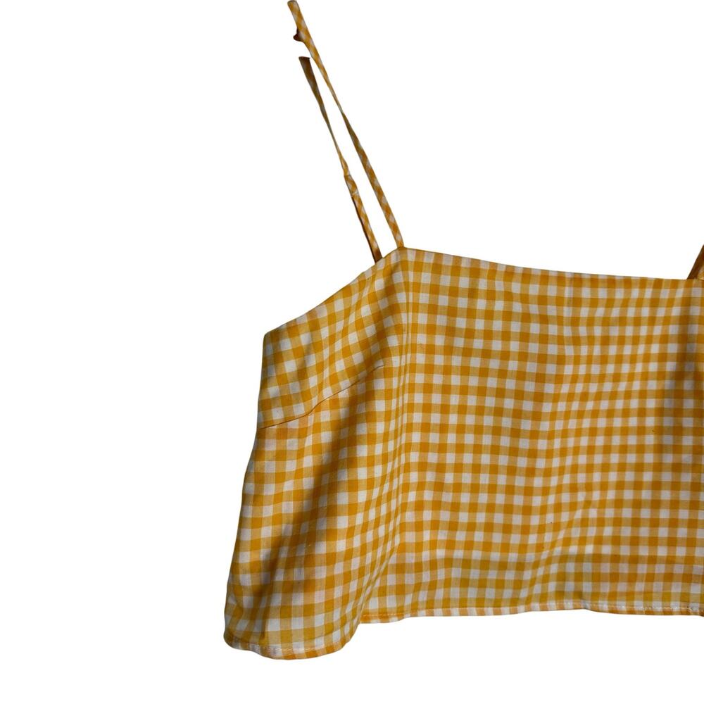Lovers + Friends Revolve Bowie Yellow Gingham Print Tie Back Crop Top Size Small - Picture 4 of 9